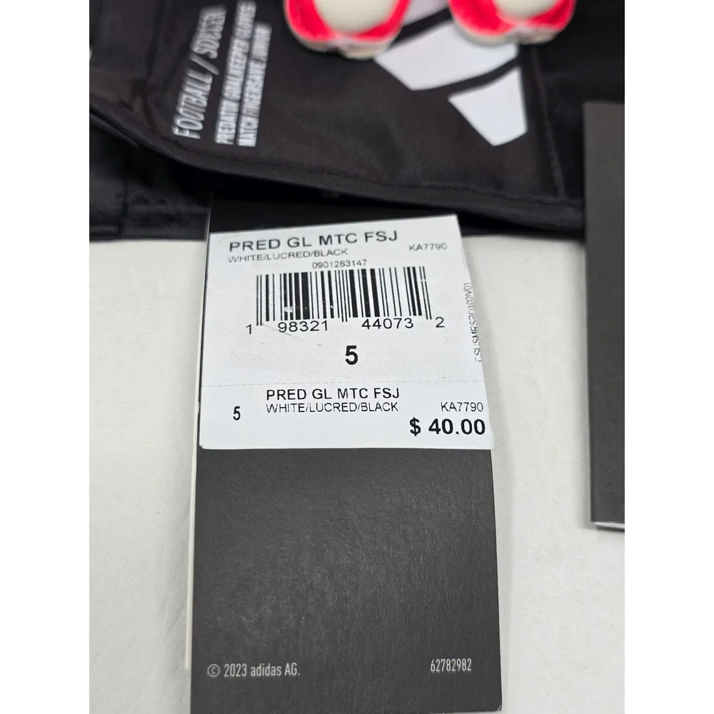 Adidas Predator Match Fingersave Junior Goalkeeper Gloves Red White KA7790 Sz 5